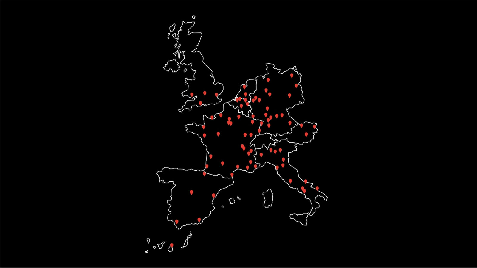 Map of Can-Am dealerships across Europe