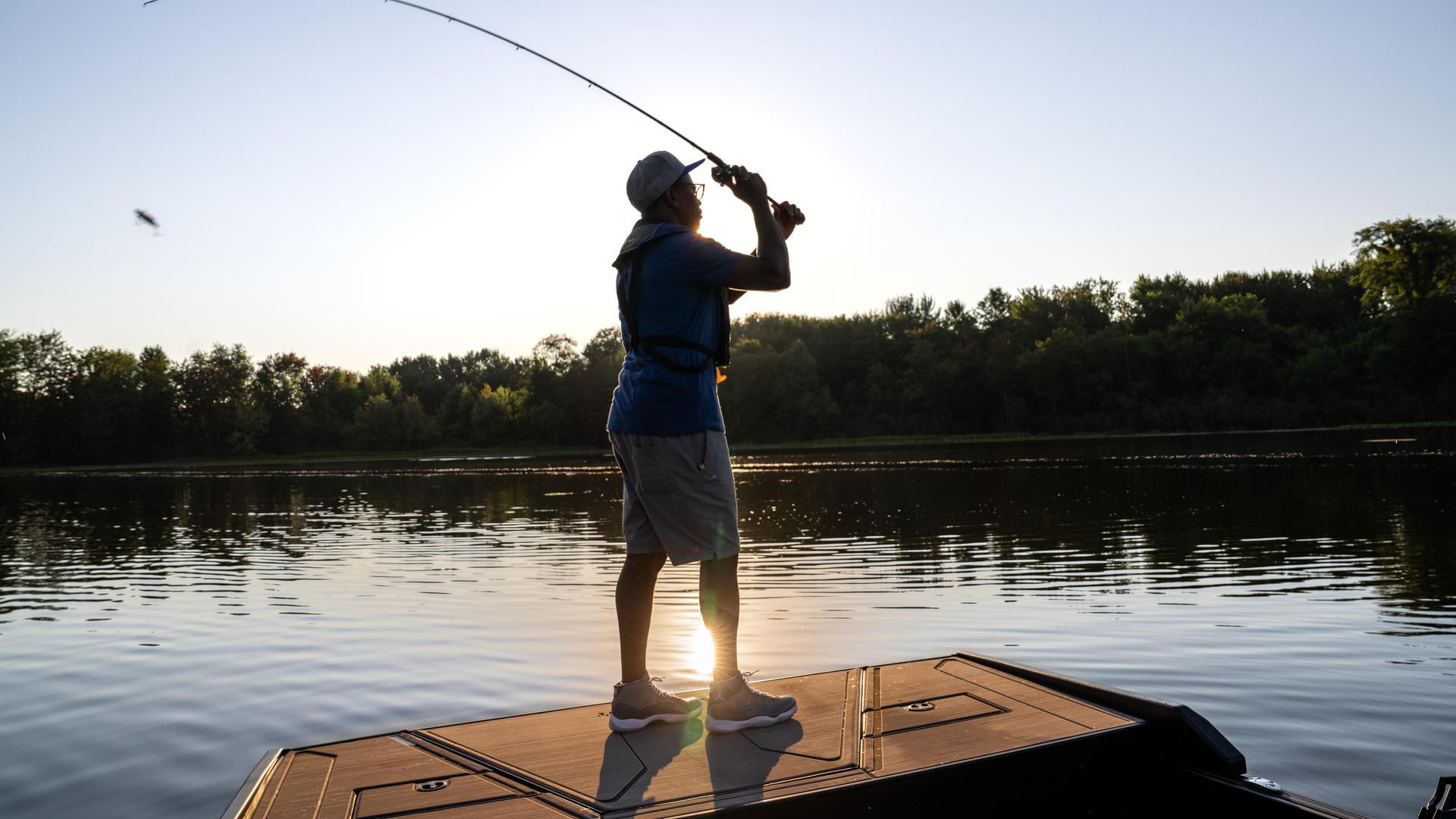 A fisherman enjoying the max deck on his Alumacraft boat