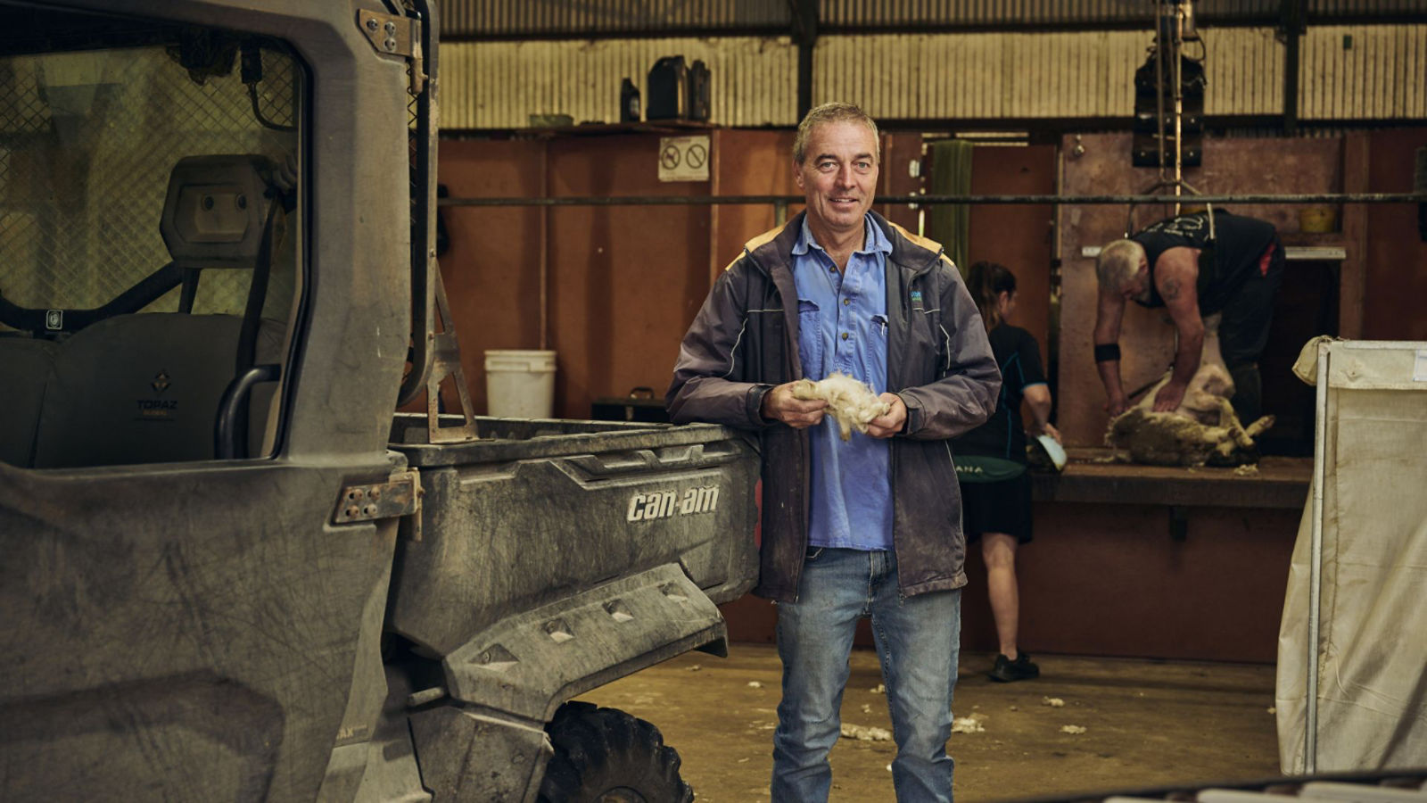 Peter Andre standing with his Can-Am Defender