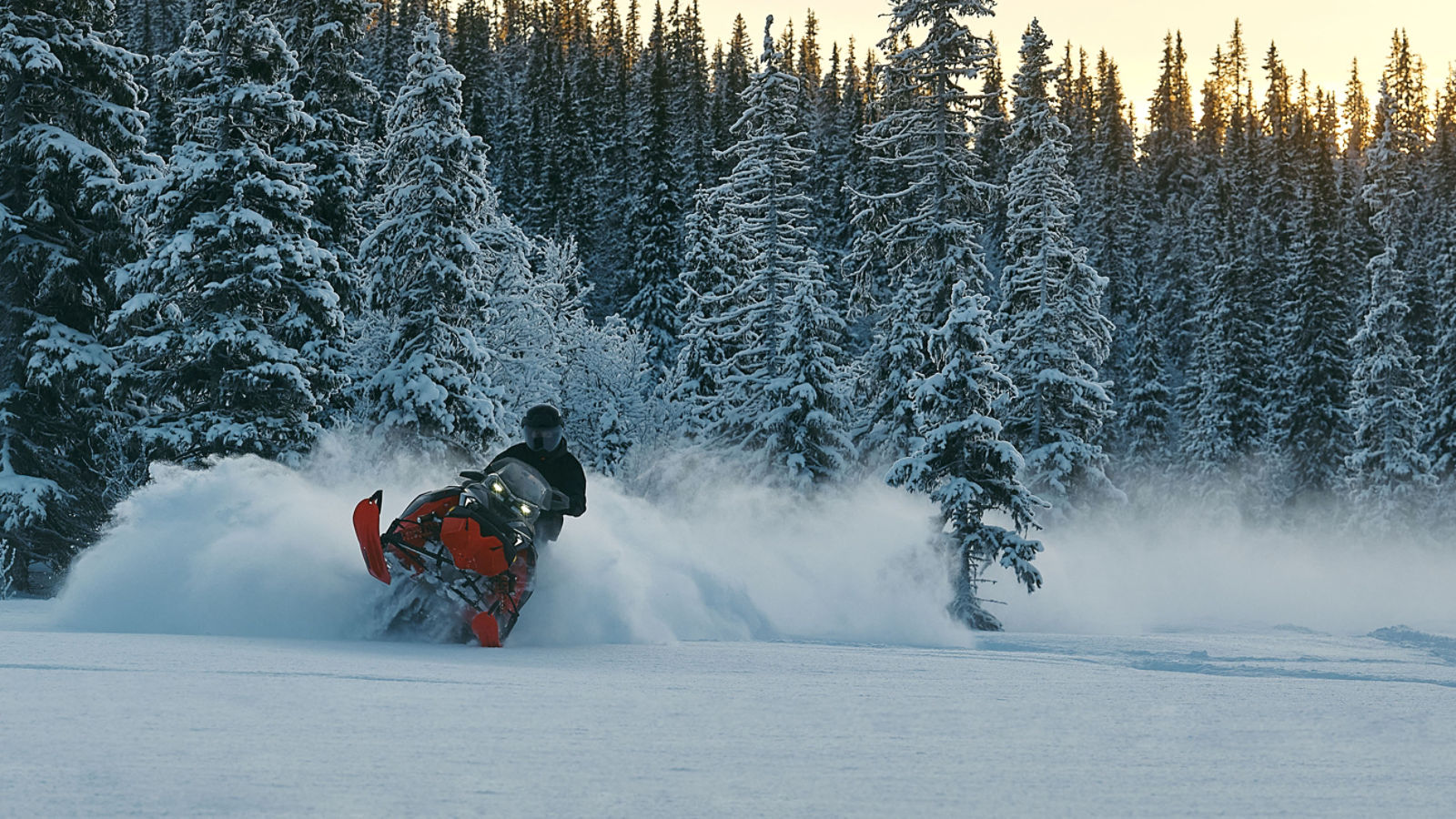 Lynx Brutal RE snowmobile carving in deep snow