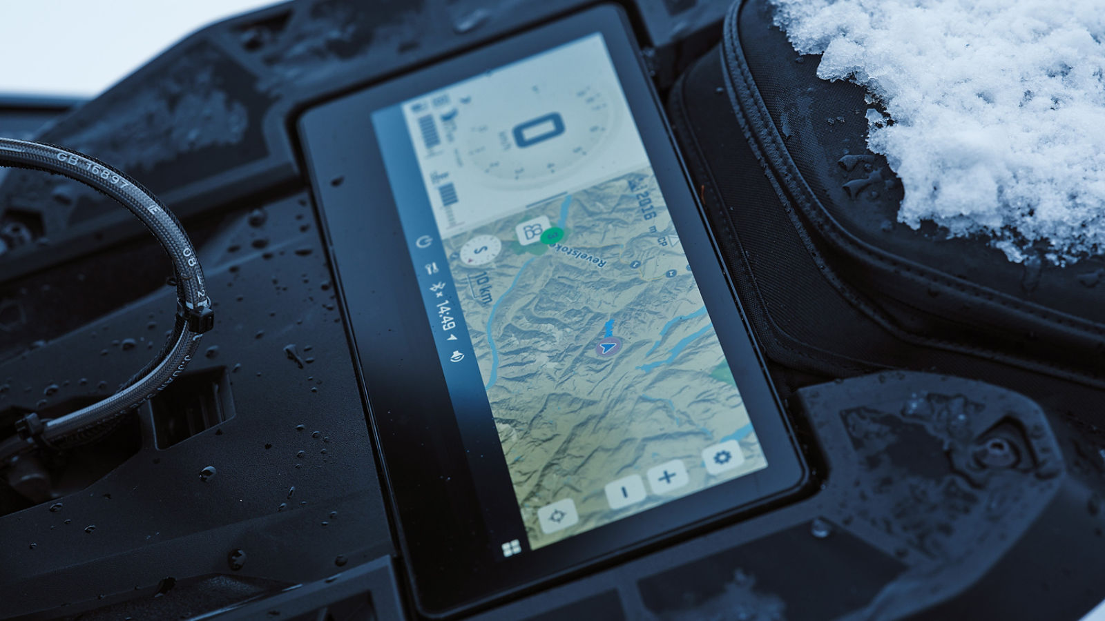 10.25" touchscreen display on Lynx Shredder snowmobile