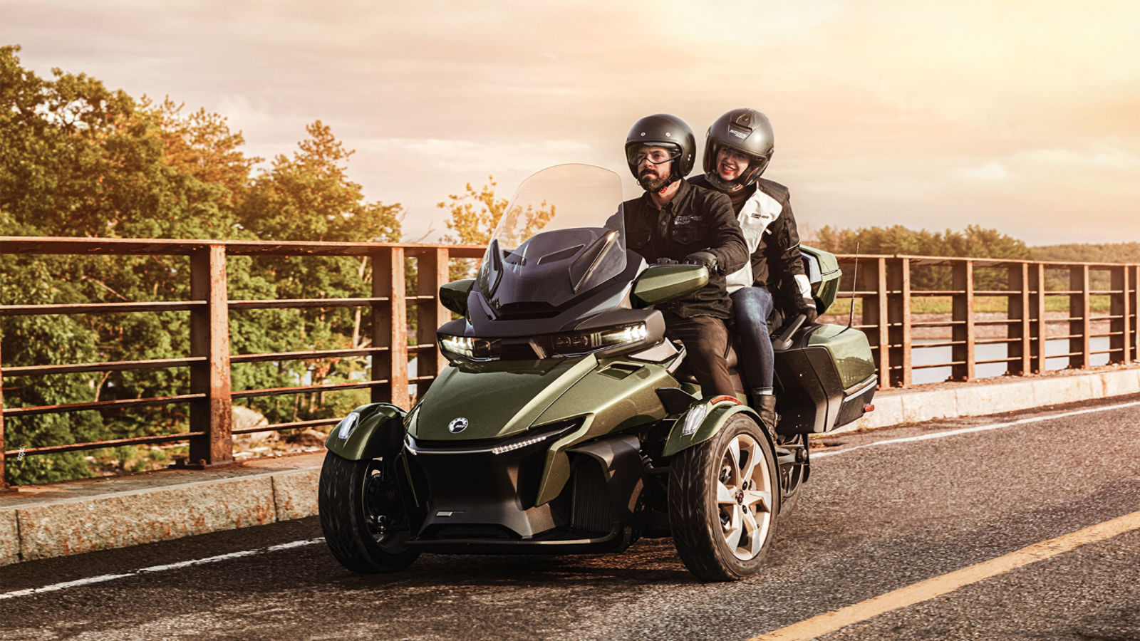 Couple taking a break on a 2021 Can-Spyder RT