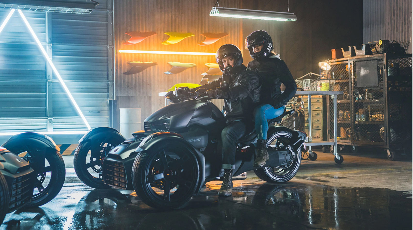 Can-Am On-Road riders walking