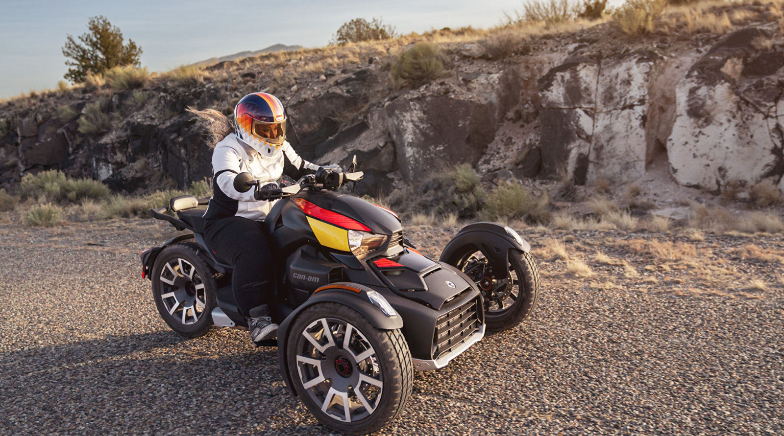 Rider in gear on vehicle