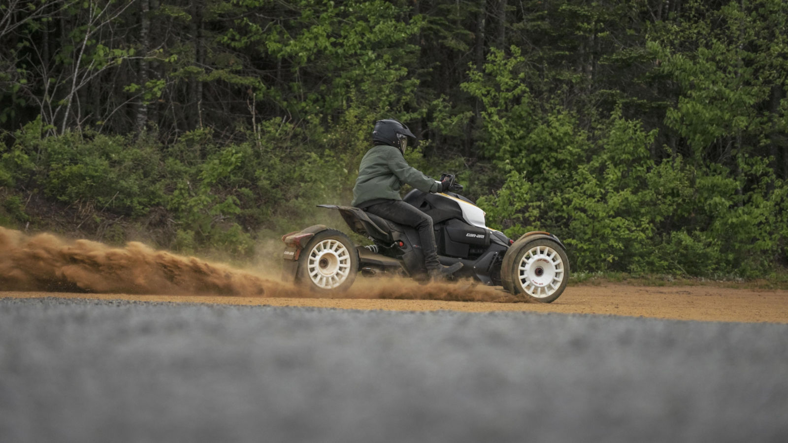 Rider going off-trails on his Can-Am Ryker