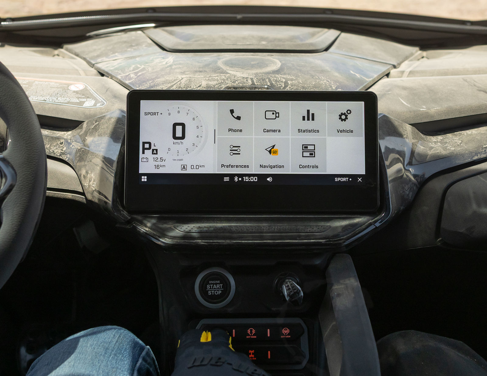 Dashboard of a Can-Am Off-Road vehicle with a 10,25" touchscreen display