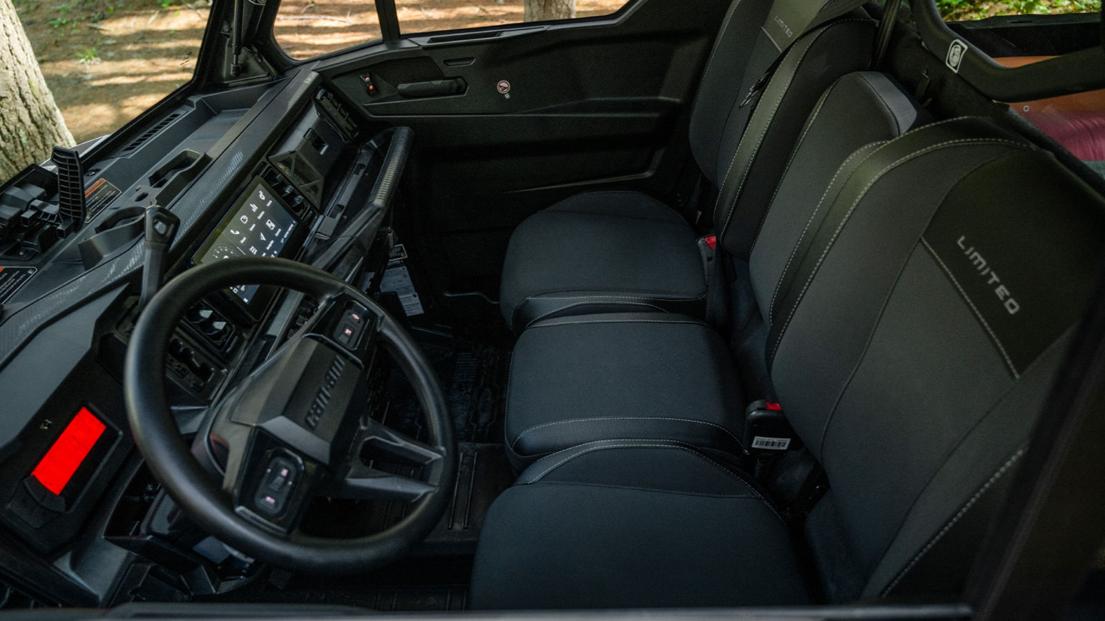 Inside view of a Can-Am Defender Limited HD11 SxS vehicle