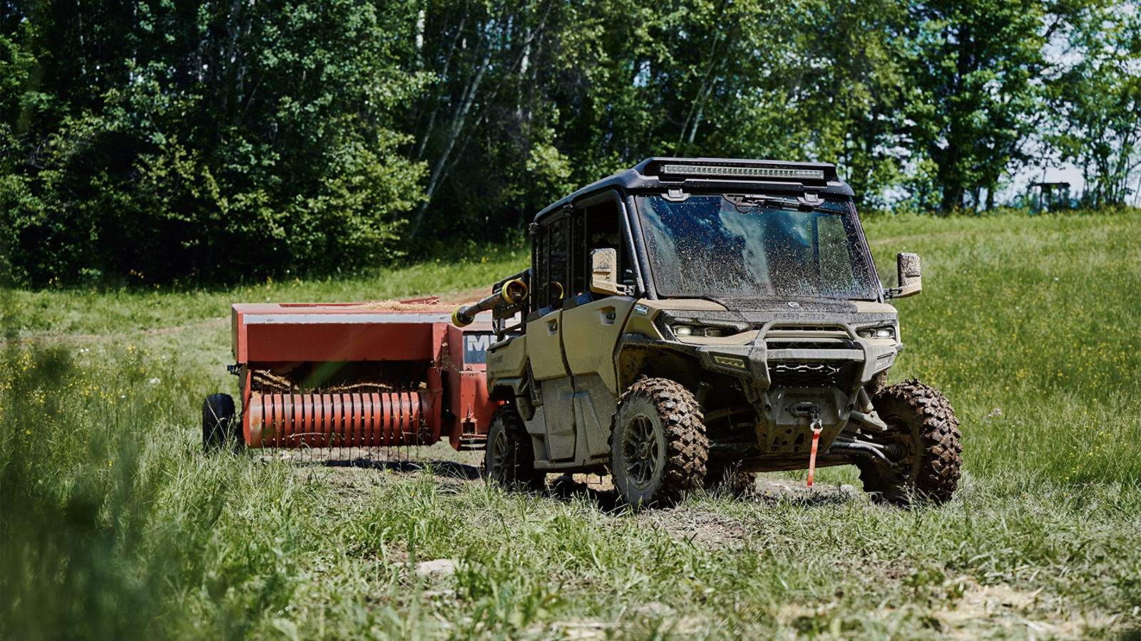 A 2027 Can-Am Defender designed for utility work working the land