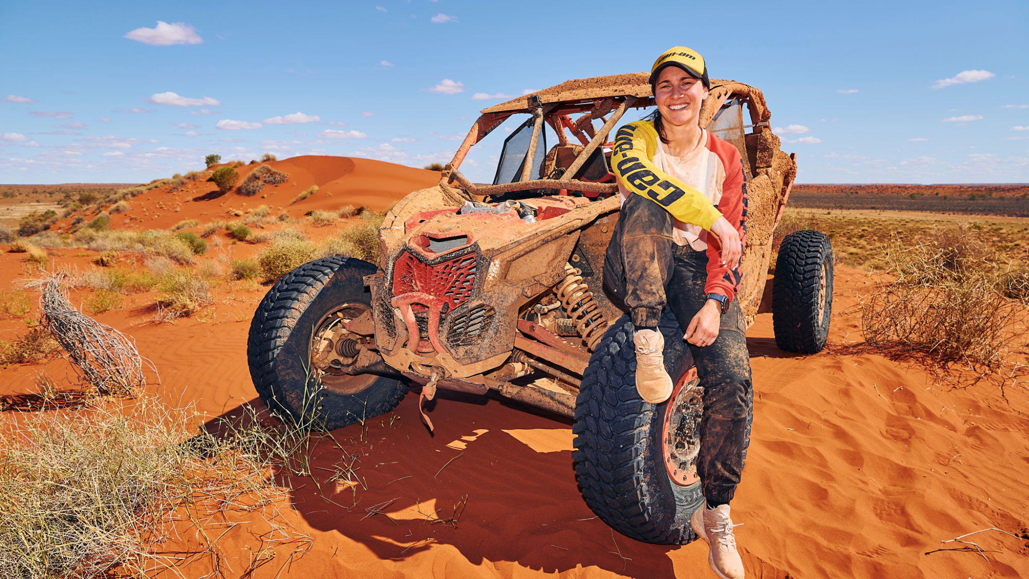 Molly Taylor sitting on a Can-Am Maverick X3 