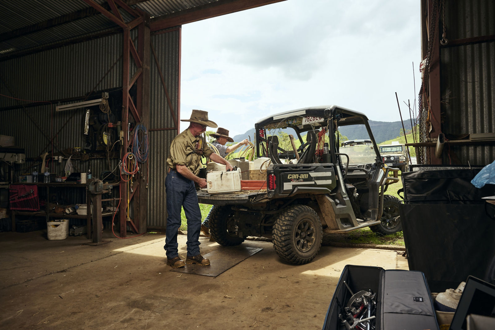 Australian farmers loading their Can-Am Defender