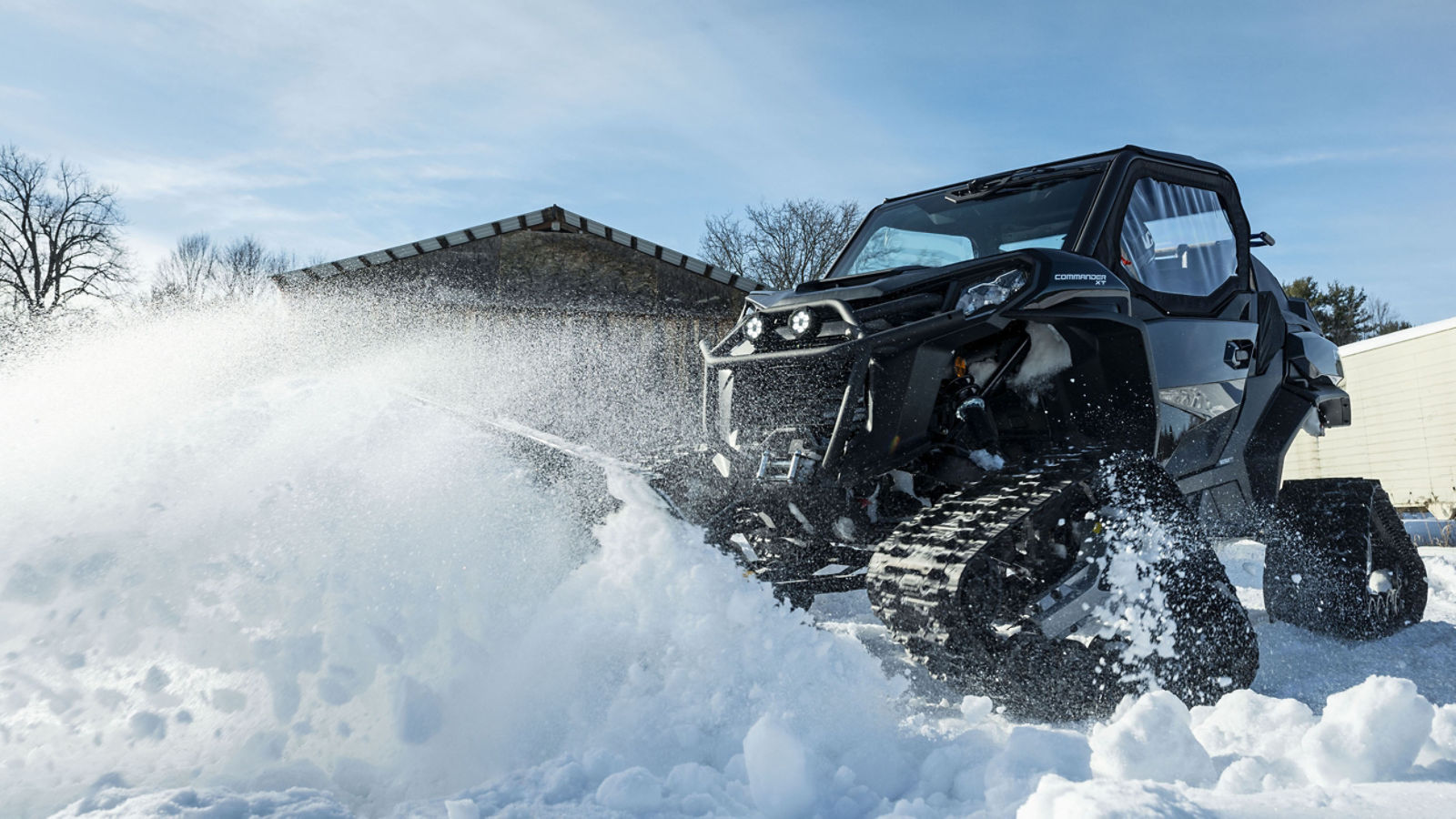Shoveling snow with a Can-Am SxS vehicle