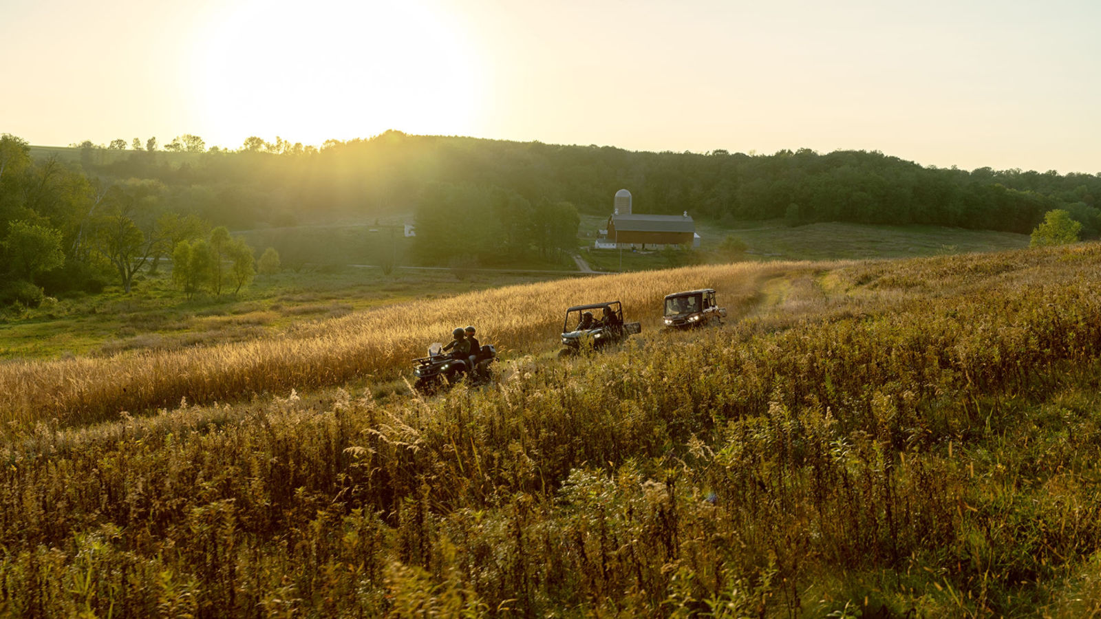 Can-Am vehicles in a field