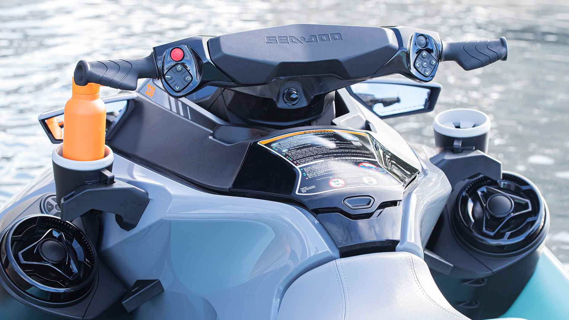 Sea-Doo Wake Pro equipped with LinQ cup holders and accessories