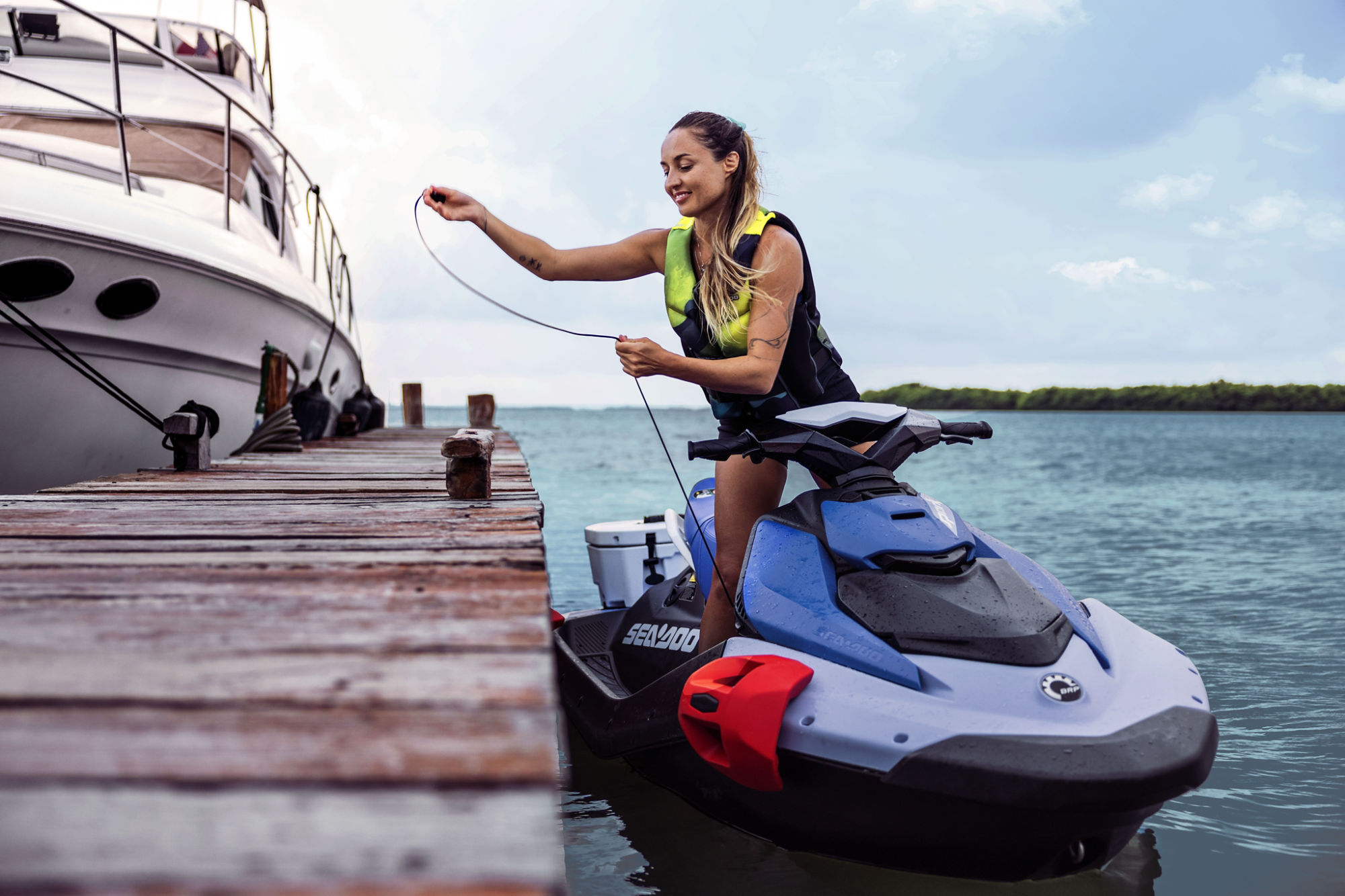 Sea-Doo Spark Trixx personal watercraft with LinQ Lite docking fenders