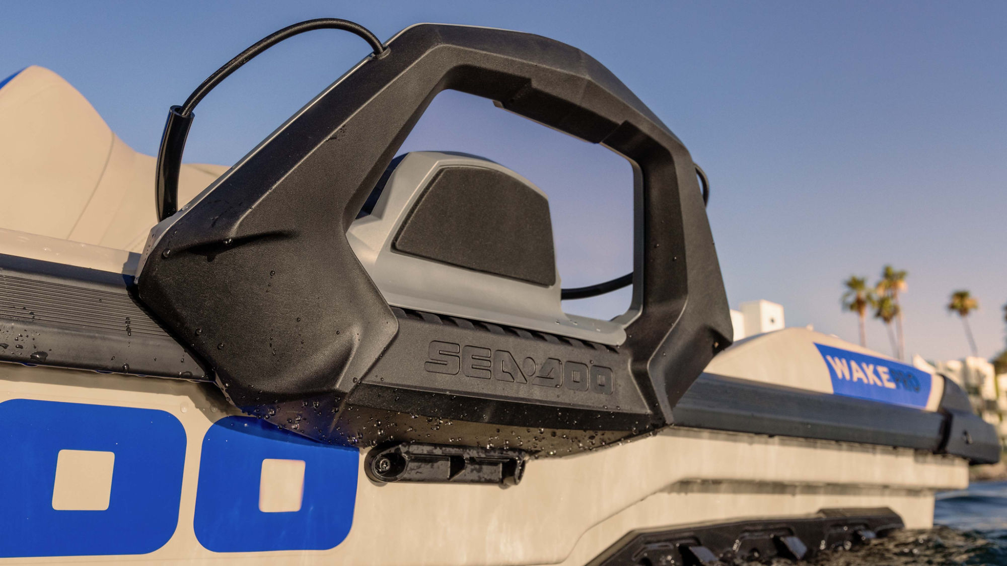 Sea-Doo Wake Pro equipped with LinQ cup holders and accessories