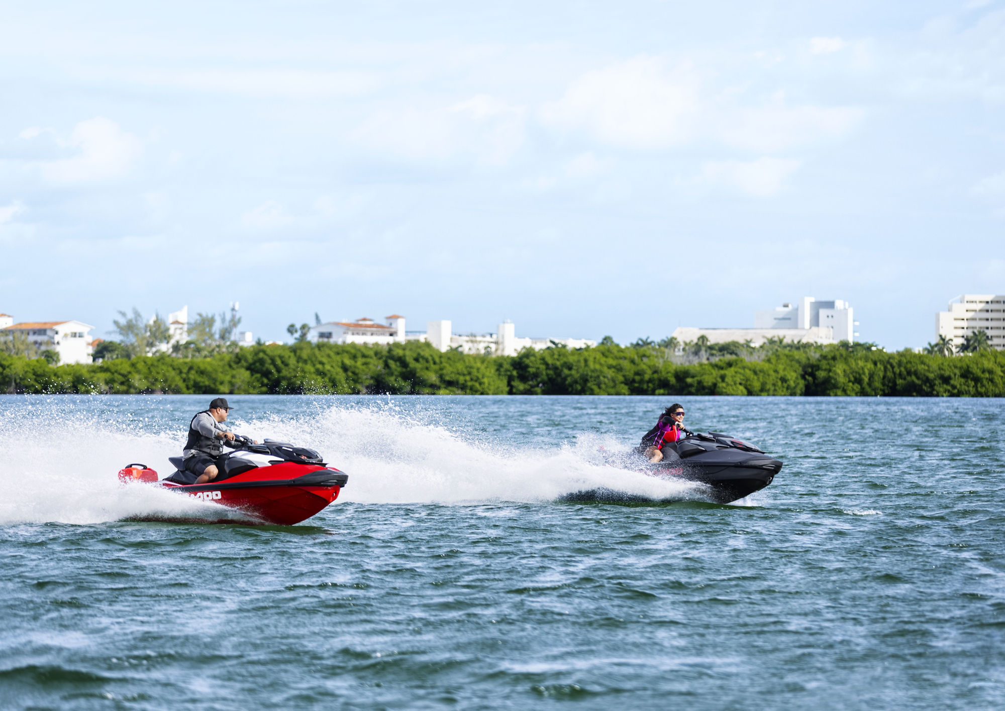 Two Sea-Doo personnal watercraft on a tour