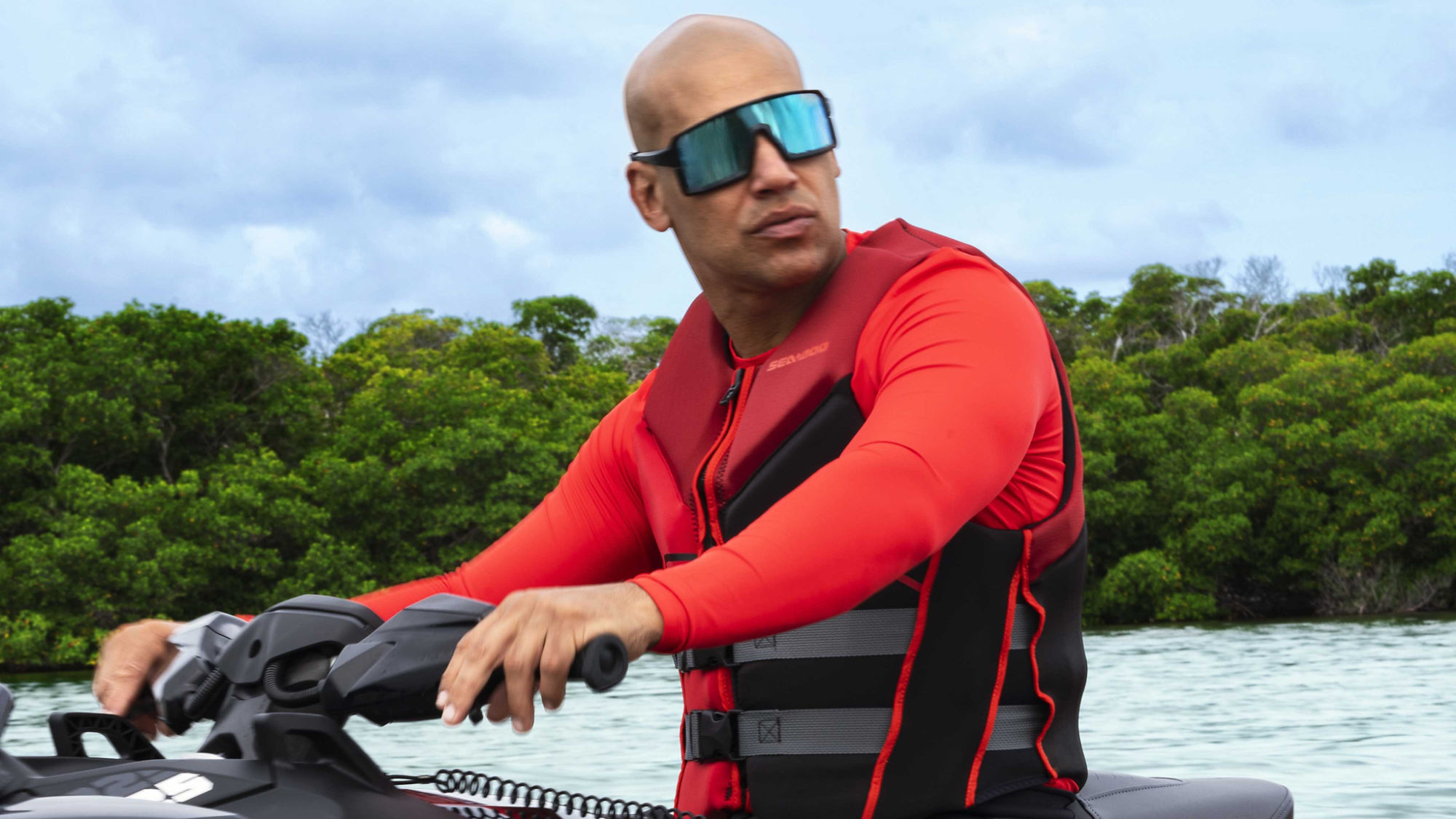 Men wearing a sport neoprene Sea-Doo PFD