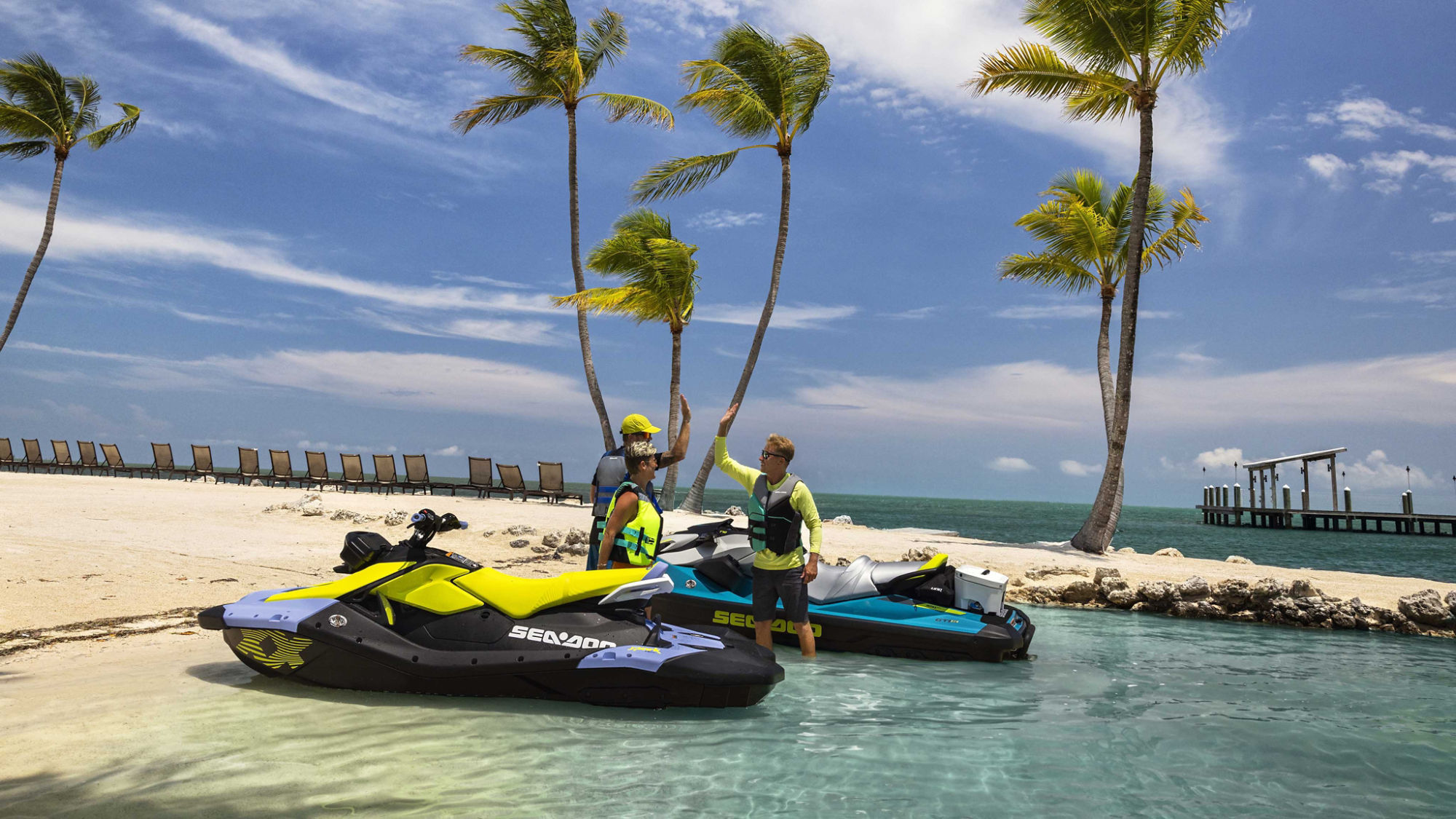 Friends a day at the beach with a Sea-Doo Spark trixx and GTI