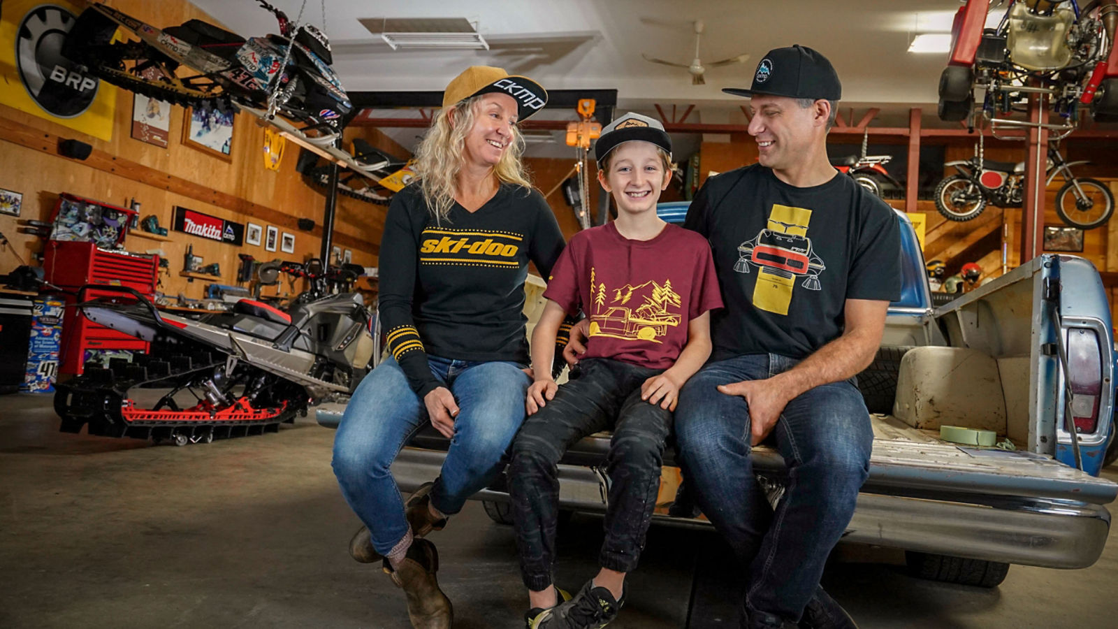 Ski-Doo Ambassador Carl Kuster with his wife Shelley and his boy Carver