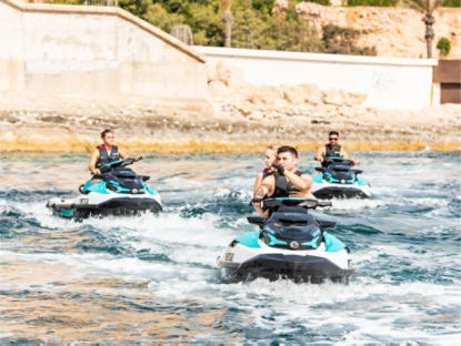 group of friends riding Sea-Doos in Malta