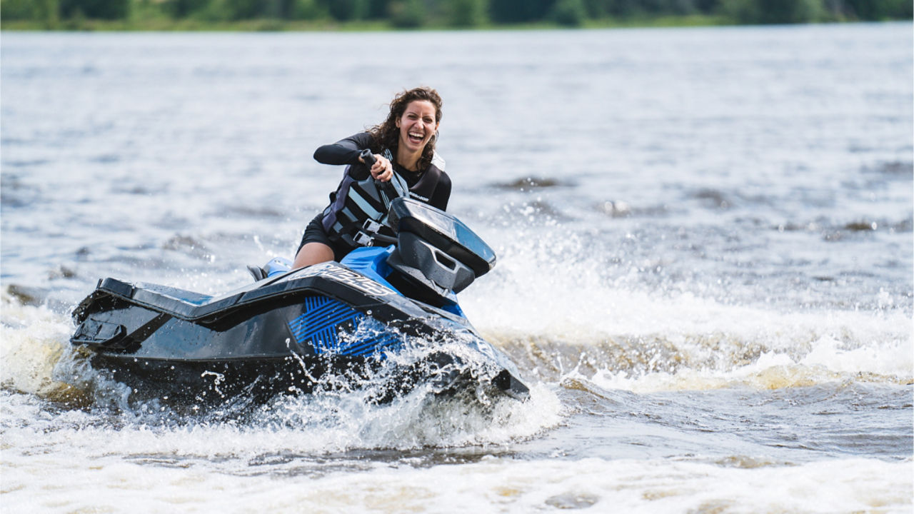 A woman riding on a Sea-Doo