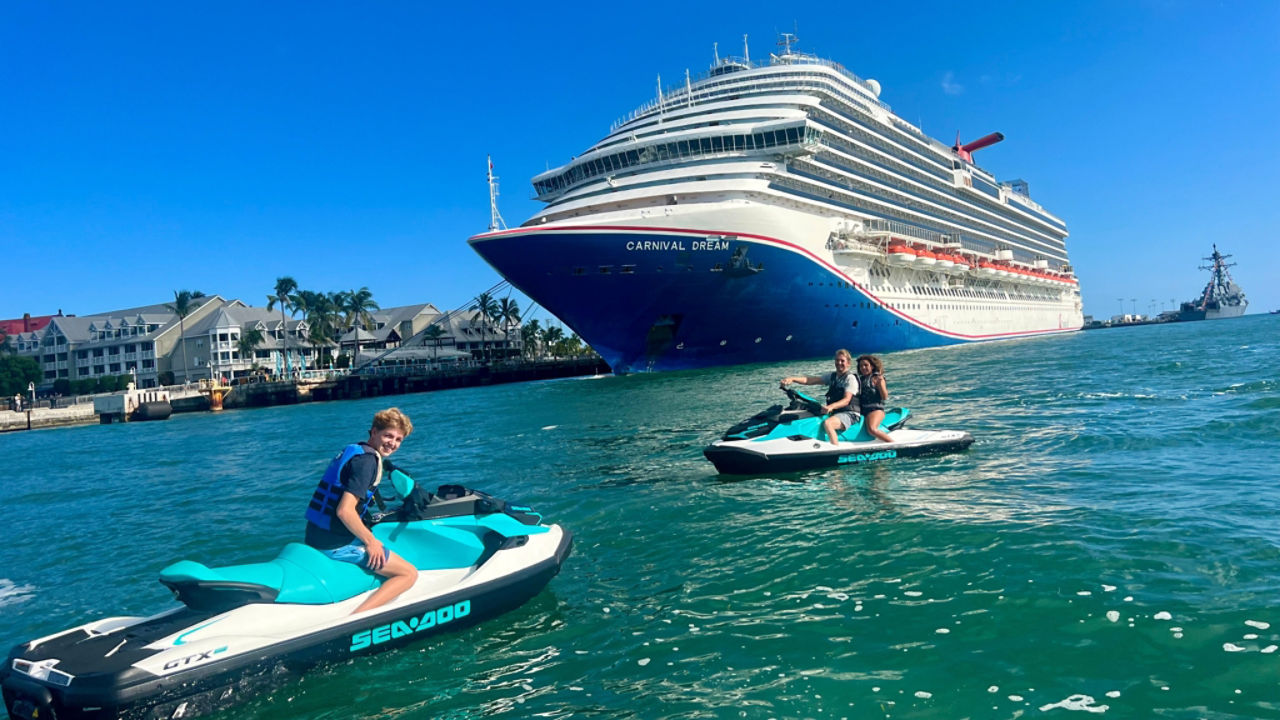 sea-doo riders at a cruiseship