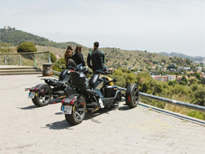 group of Ryker riders overlooking Barcelona