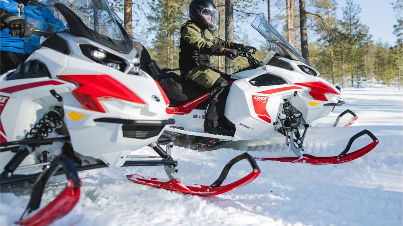 hero shot of the new Lynx electric snowmobile