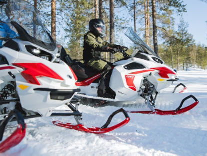 hero shot of the new Lynx electric snowmobile