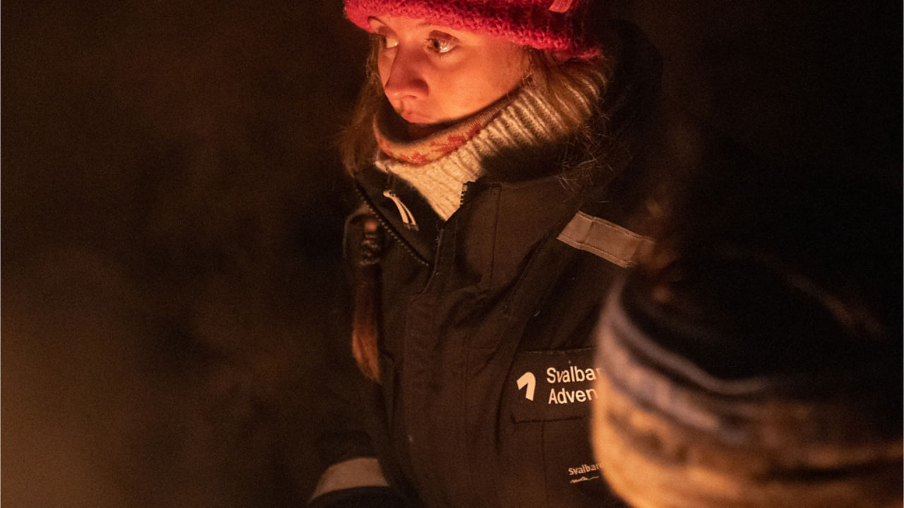 closeup of a svalbard adventures guest