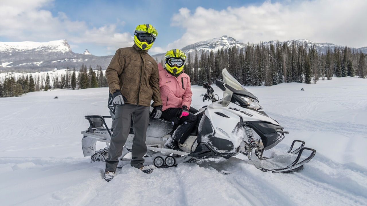 date out on the trails with a Ski Doo