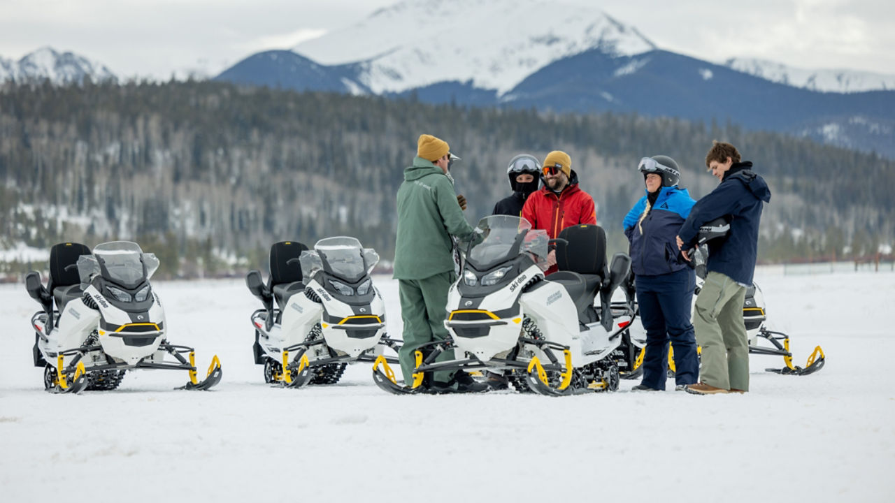 chatting with friends on a Ski-Doo adventure