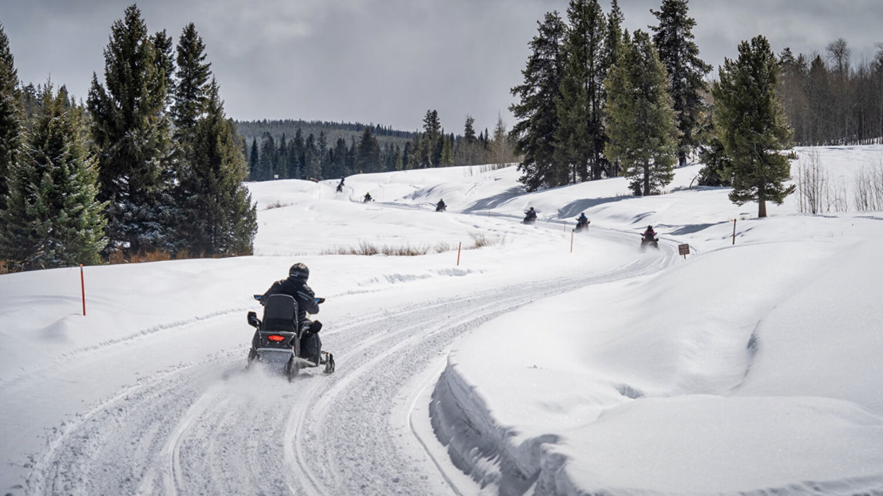 group of ski-doo riders in Jackson