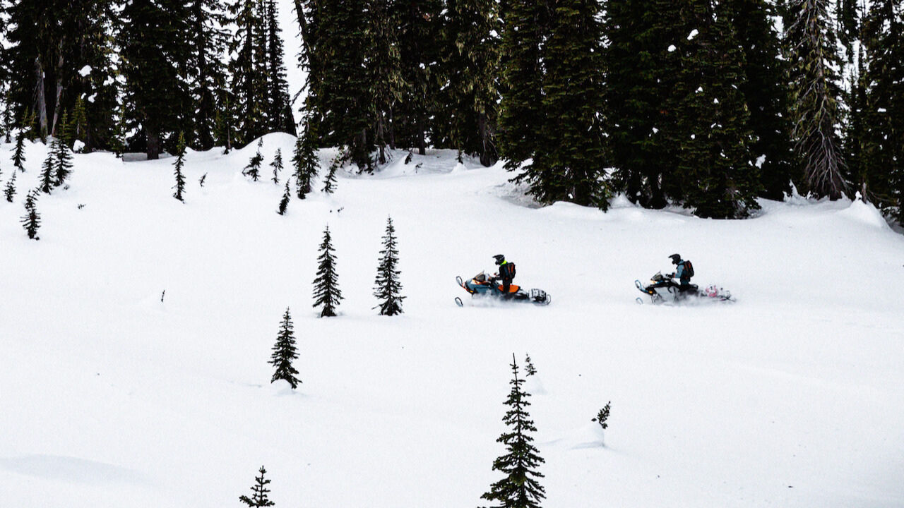 landscape shot of ski doo riders