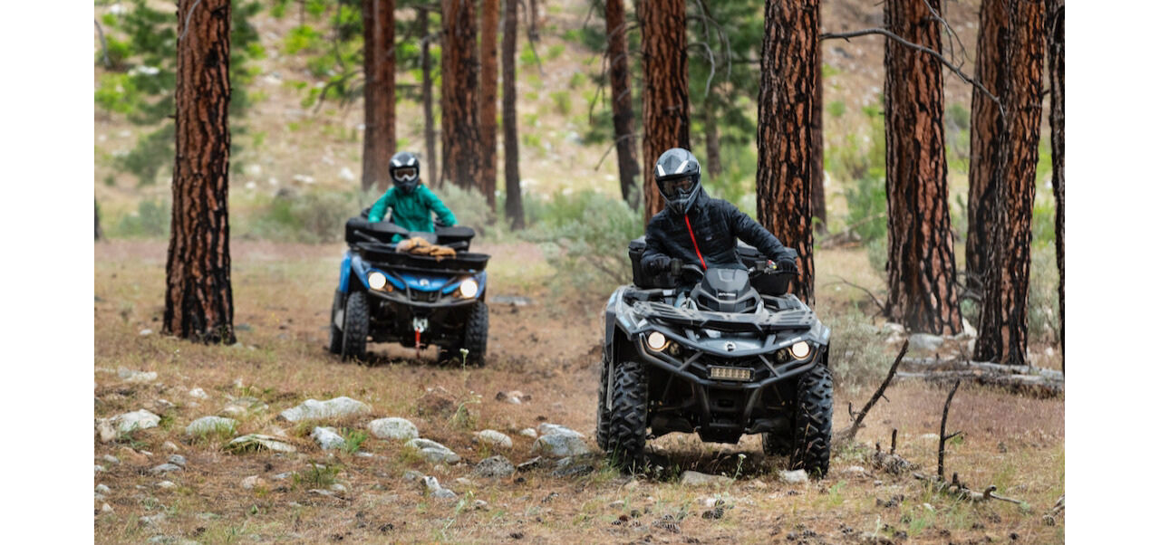 couple on a can am atv ride