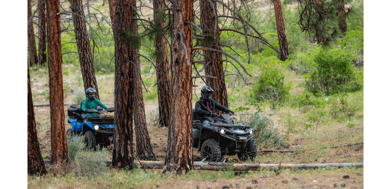 couple on a can am atv ride