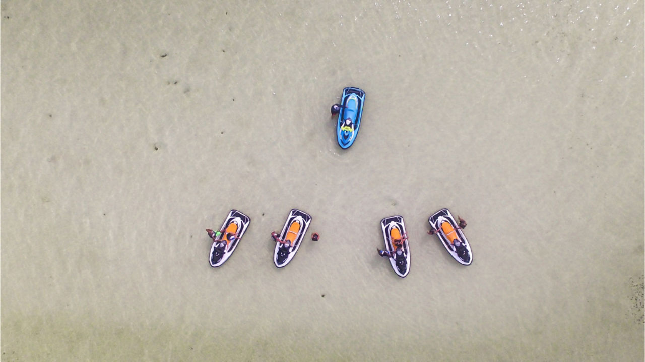 sandbar sea doo drone shot