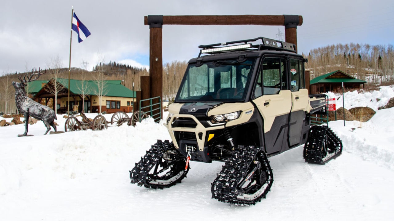 winter can am side by side at electric mountain lodge