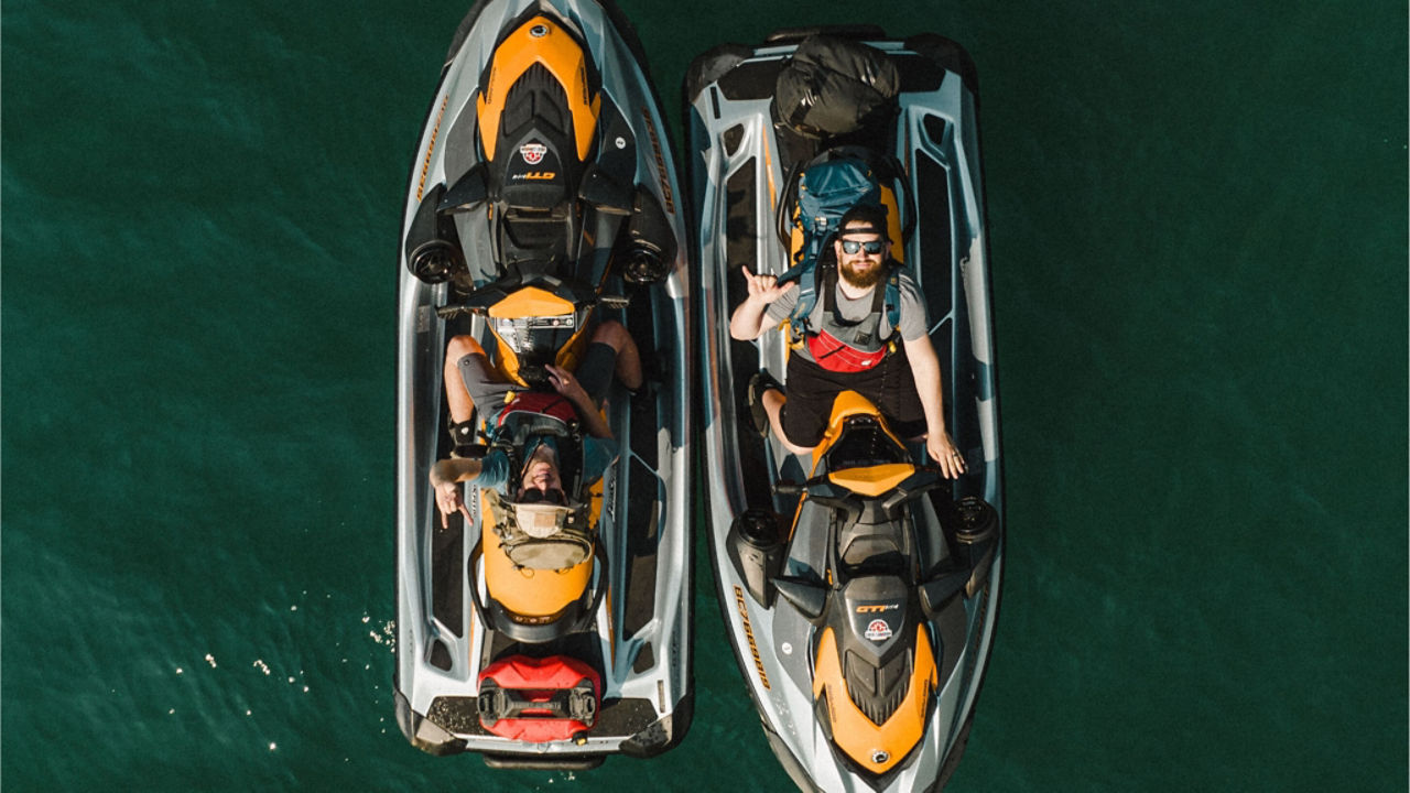 drone shot of a sea-doo