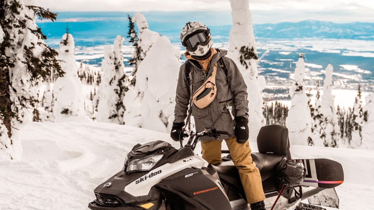 posing on a snowy Montana vista