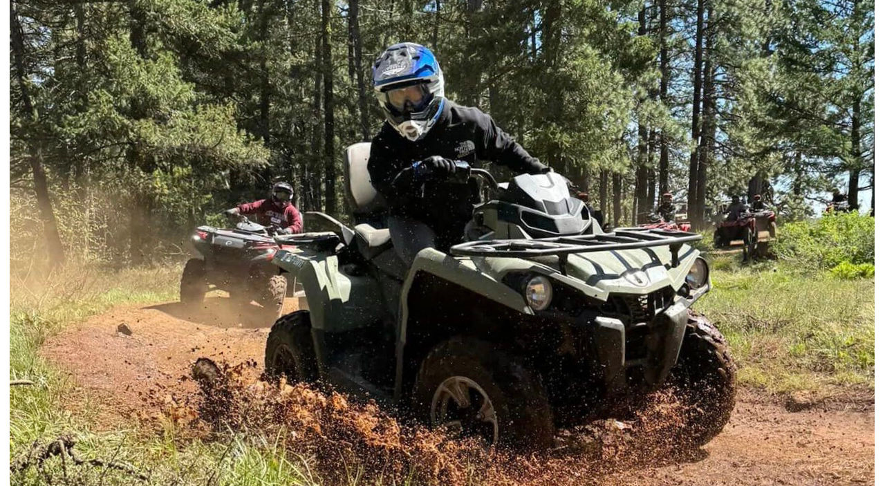 taking a turn on an atv