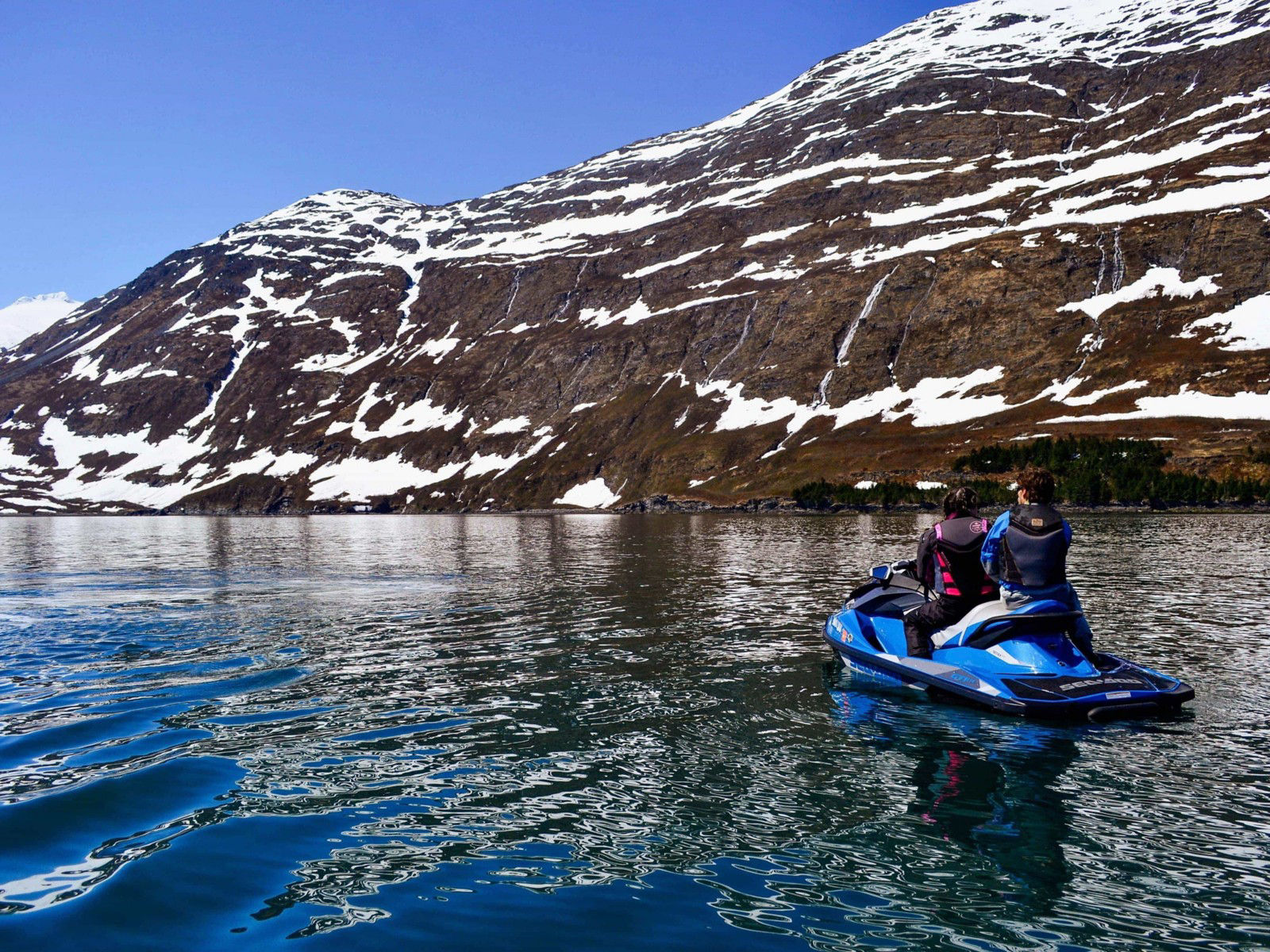 2 people on a Sea-Doo in Alaska