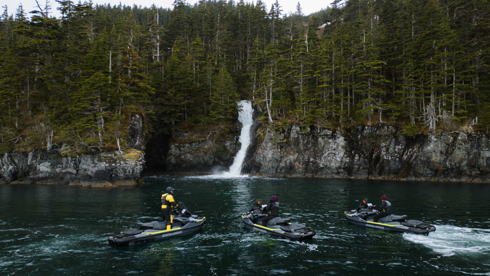Sea-Doo riders riding the cold waters of Alaska