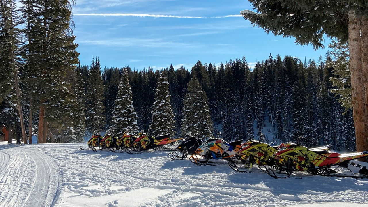 Ski-Doo alignés dans la neige